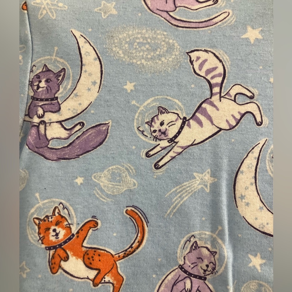 ❤️Sky Blue Cats on the Moon Toddler Pajamas Matching Set, Member’s Mark, EUC - Picture 2 of 9